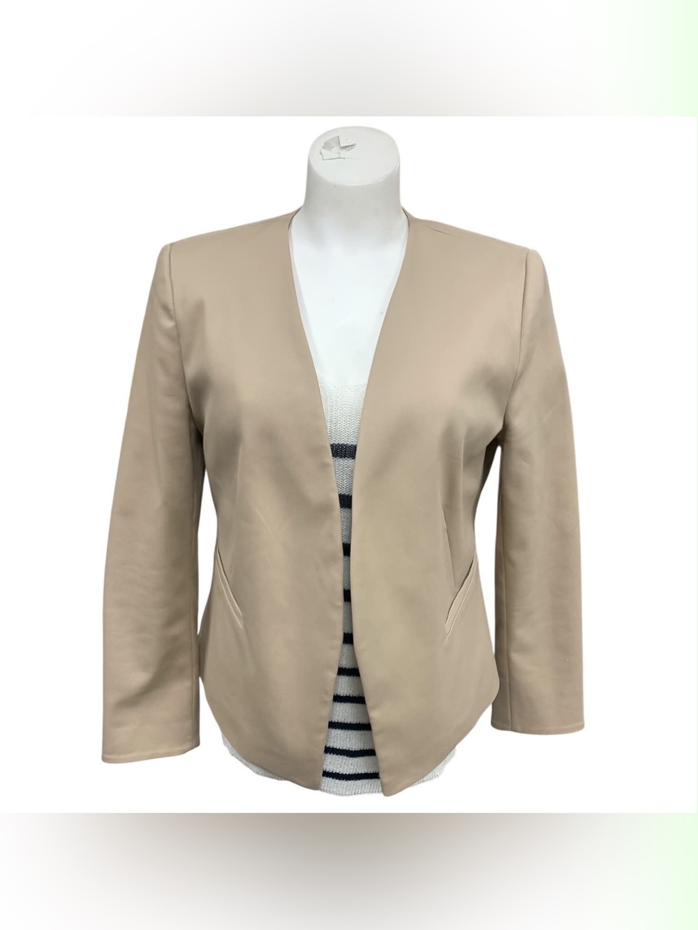 Ever New Taupe Open-Front Blazer Jacket Size M